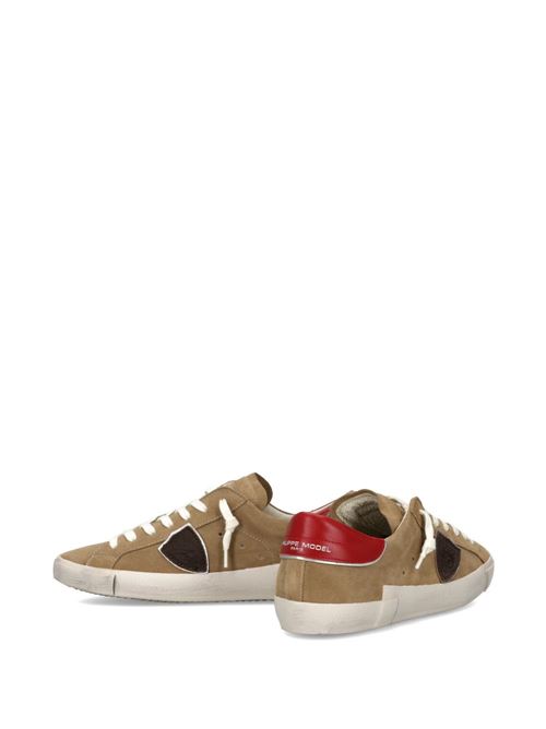 Sneakers uomo basse in pelle beige/rosse PHILIPPE MODEL | PRLUXS21